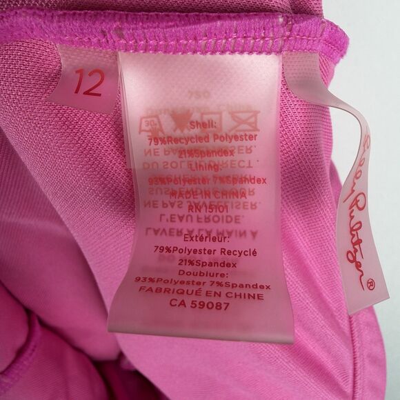 Lilly Pulitzer Swimsuit Women's Size 12 Plumeria Hot Pink Isle Lattice One Piece - Picture 7 of 7